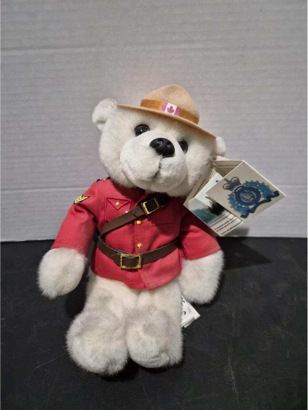 RCMP White Polar Bear Plush Royal Canadian Mounted Police Uniform Tags